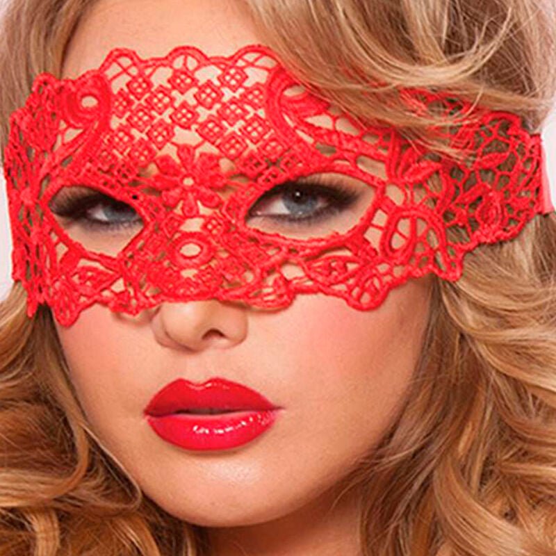 QUEEN LINGERIE - ANTIFAZ DE ENCAJE ROJO - OMerotics