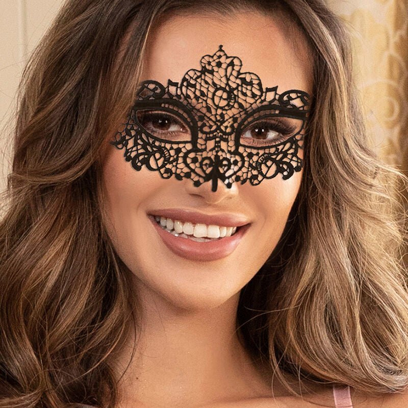 QUEEN LINGERIE - ANTIFAZ DE ENCAJE NEGRO MODELO 1 - OMerotics