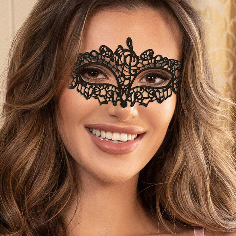 QUEEN LINGERIE - BLACK LACE EYE MASK MODEL 2