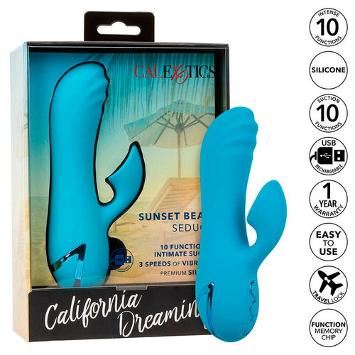 CALEXOTICS - SUNSET BEACH SEDUCER VIBRADOR Y ESTIMULADOR 10 FUNCIONES AZUL - OMerotics