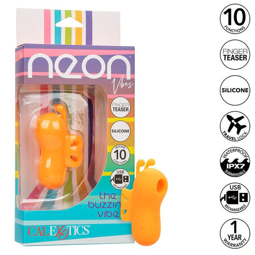 CALEXOTICS - NEON VIBES THE BUZZING VIBE ESTIMULADOR DE DEDO 10 VIBRACIONES NARANJA - OMerotics