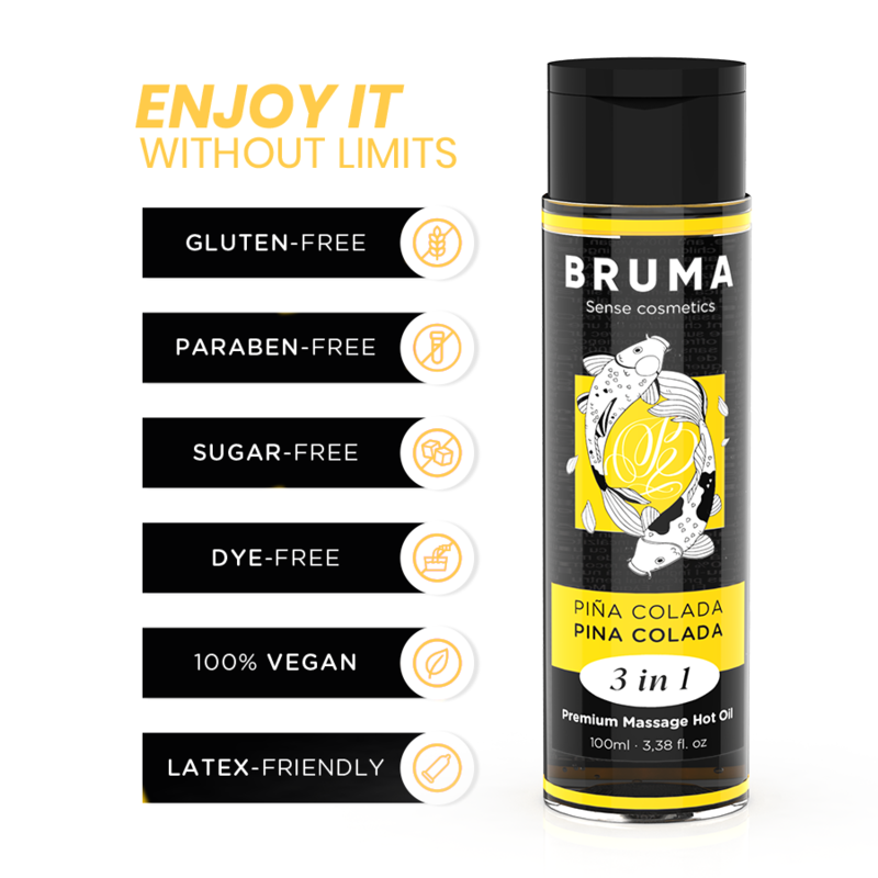 BRUMA - PREMIUM MASSAGEÖL WÄRMEEFFEKT PIÑA COLADA GESCHMACK 3 IN 1 - 100 ML