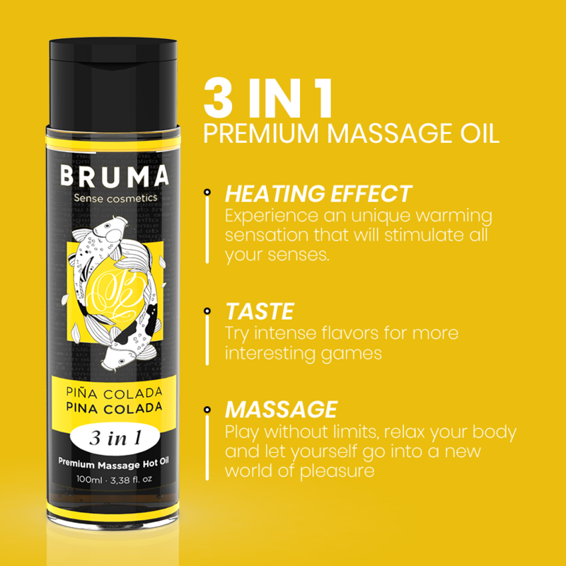 BRUMA - PREMIUM MASSAGEÖL WÄRMEEFFEKT PIÑA COLADA GESCHMACK 3 IN 1 - 100 ML