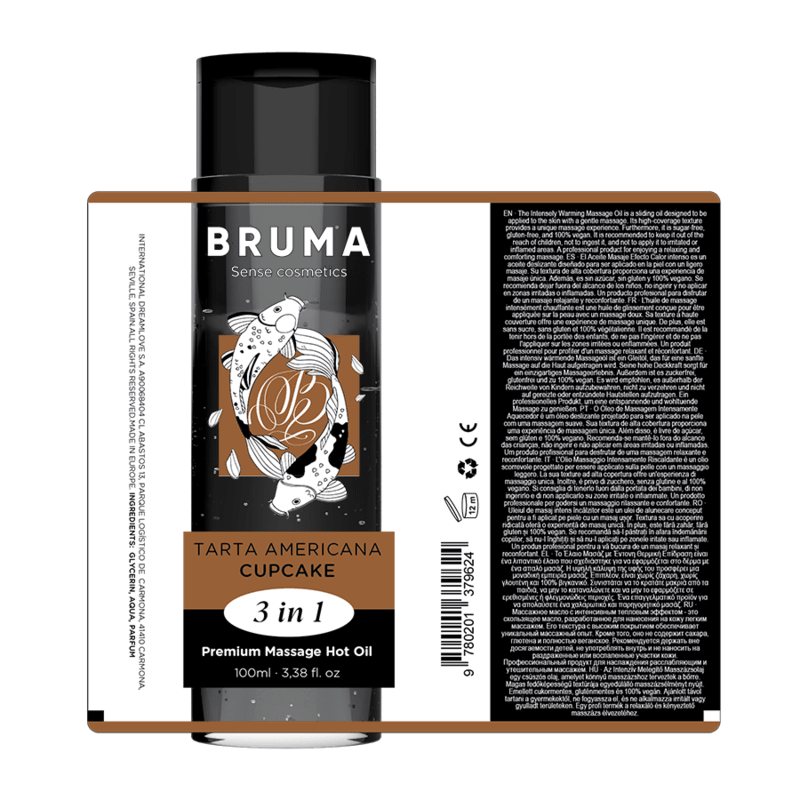 BRUMA - ACEITE DE MASAJE PREMIUM EFECTO CALOR SABOR TARTA AMERICANA 3 EN 1 - 100 ML - OMerotics