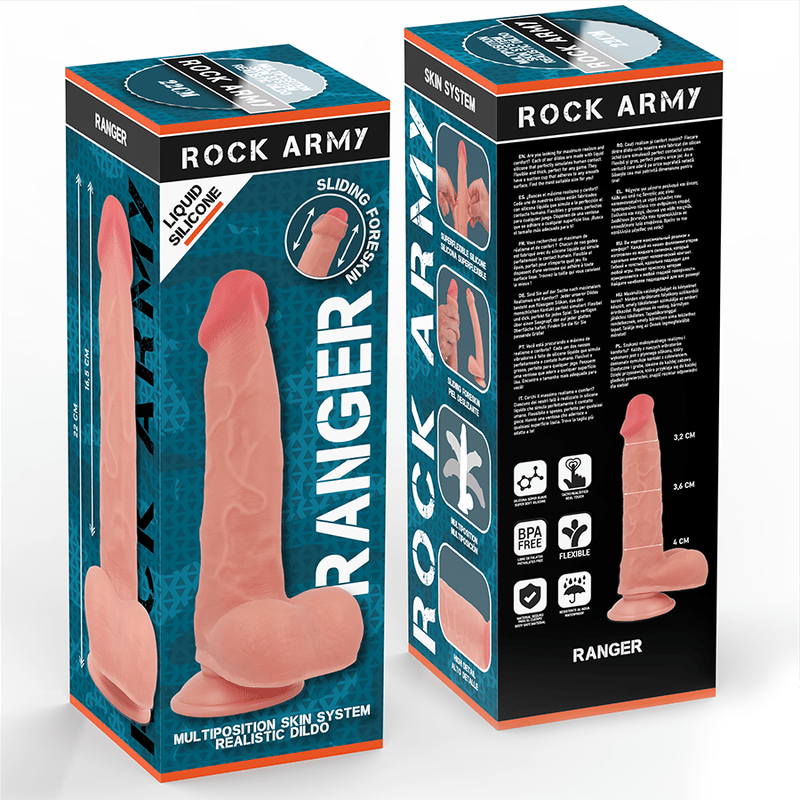 ROCKARMY - RANGER DILDO REALISTA DUAL DENSITY LIQUID SILICONE 22 CM -O- 3.6 CM - OMerotics