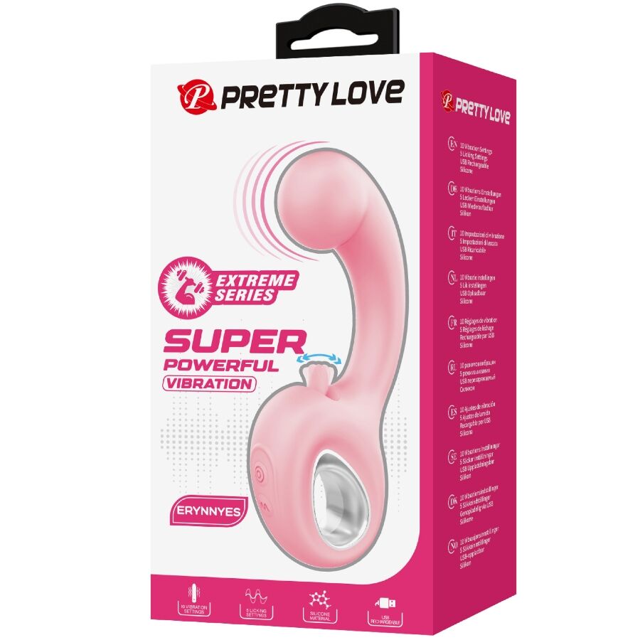PRETTY LOVE - ERYNNYES VIBRADOR PUNTO G + ESTIMULADOR CLÍTORIS 10 VIBRACIONES ROSA - OMerotics