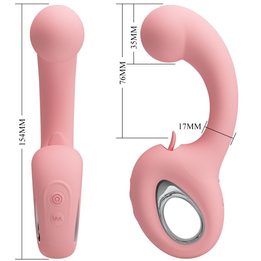 PRETTY LOVE - ERYNNYES VIBRADOR PUNTO G + ESTIMULADOR CLÍTORIS 10 VIBRACIONES ROSA - OMerotics