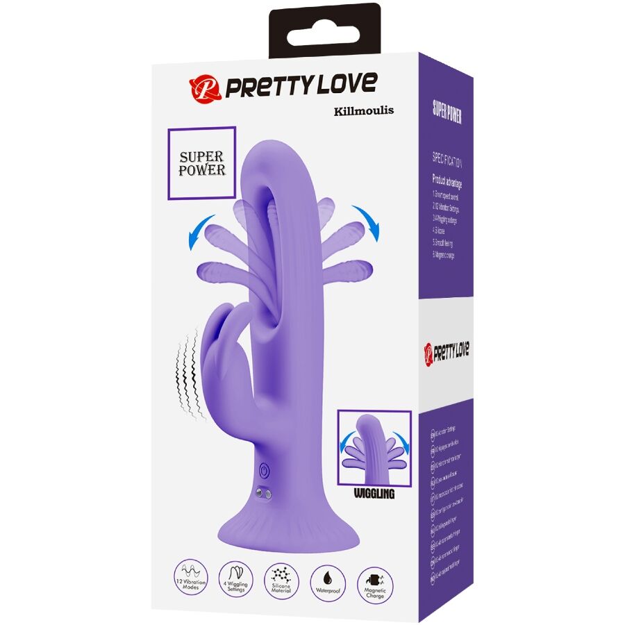PRETTY LOVE - KILLMOULIS VIBRADOR RABBIT 12 MODOS DE VIBRACIÓN MORADO - OMerotics