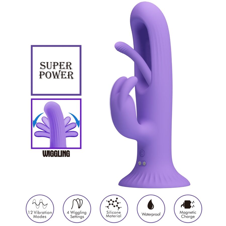 PRETTY LOVE - KILLMOULIS VIBRADOR RABBIT 12 MODOS DE VIBRACIÓN MORADO - OMerotics