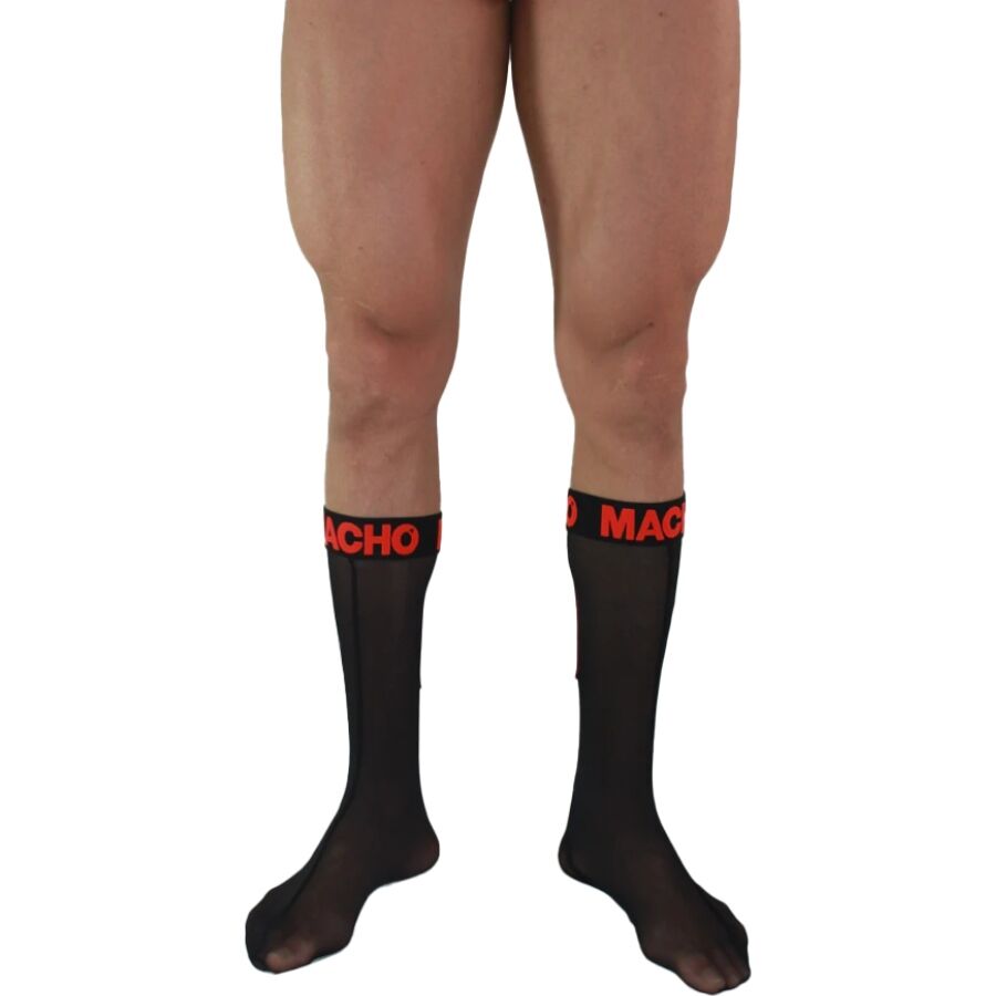 MACHO - CALCETINES FINOS NEGRO/ROJO TALLA ÚNICA - OMerotics