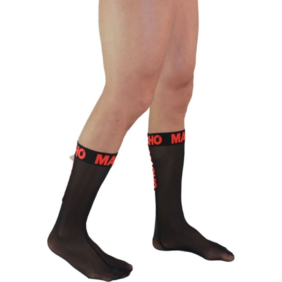 MACHO - CALCETINES FINOS NEGRO/ROJO TALLA ÚNICA - OMerotics