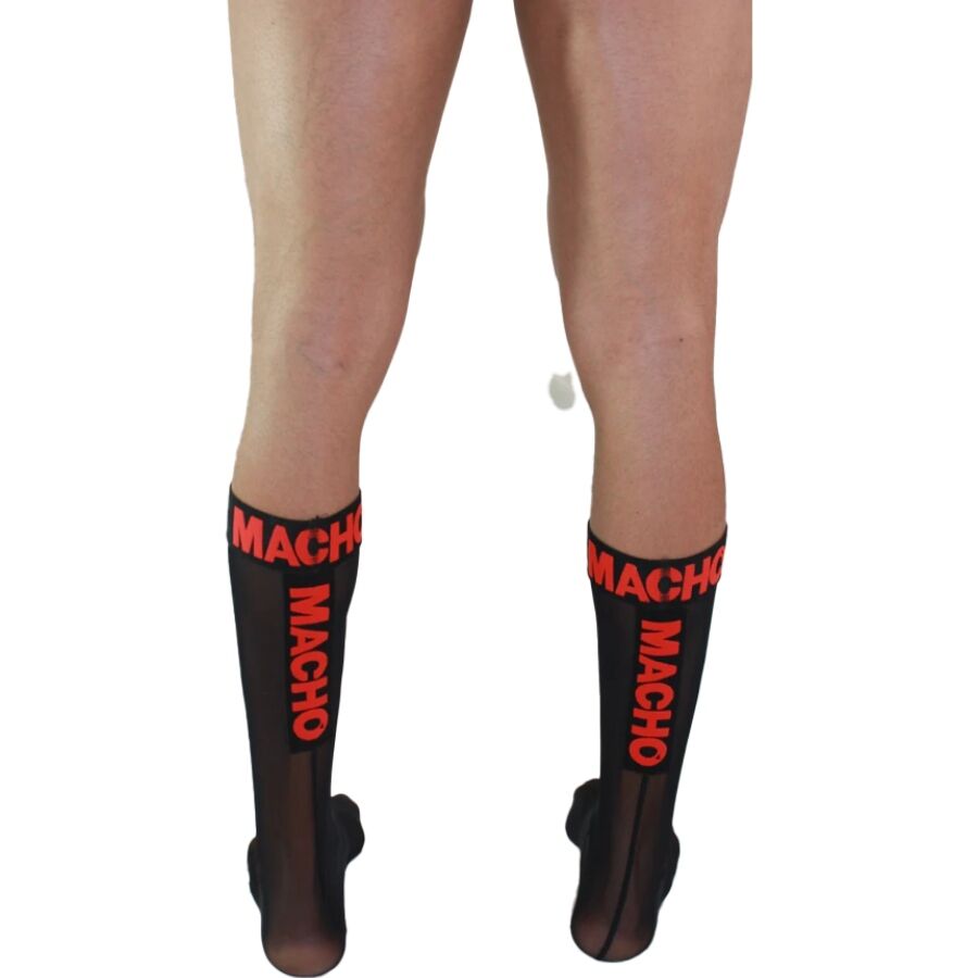 MACHO - CALCETINES FINOS NEGRO/ROJO TALLA ÚNICA - OMerotics