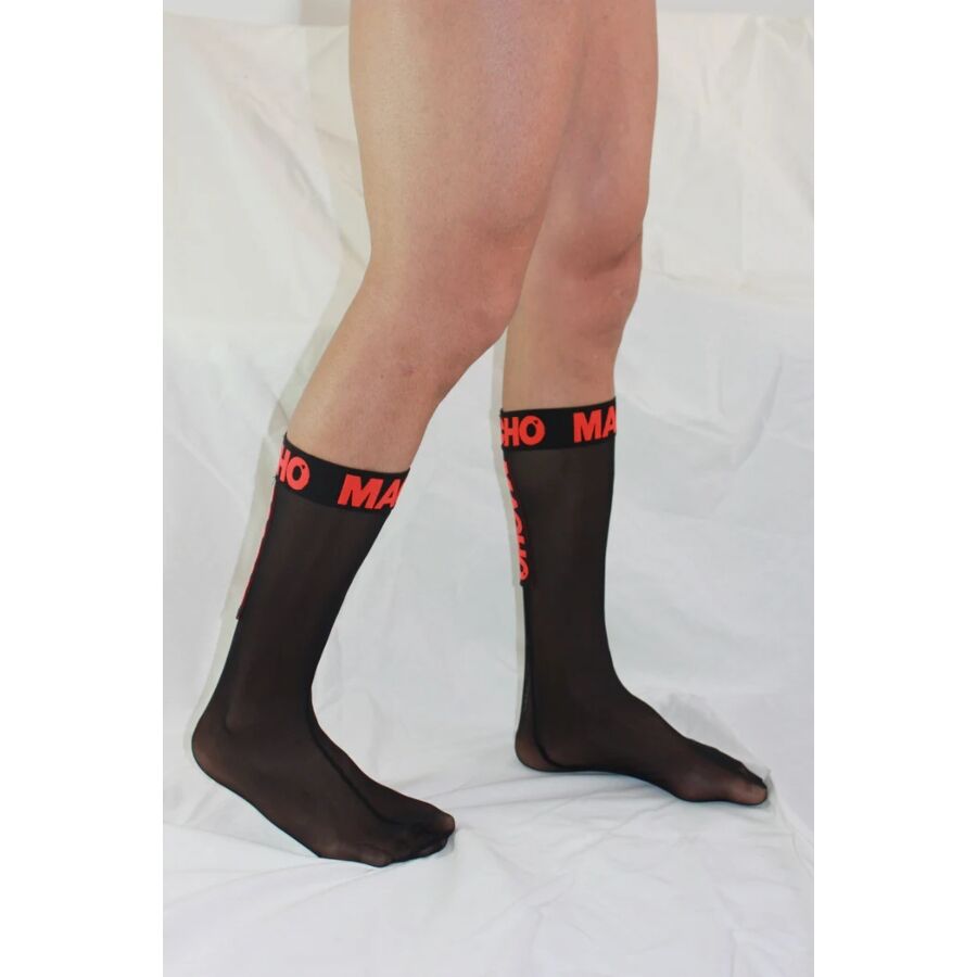 MACHO - CALCETINES FINOS NEGRO/ROJO TALLA ÚNICA - OMerotics
