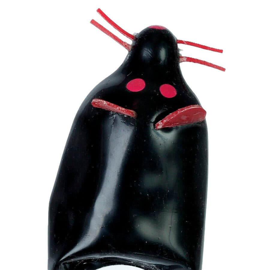 CONDOMERIE - PRESERVATIVO DECORATIVO PINTADO A MANO RATÓN NEGRO XL - OMerotics