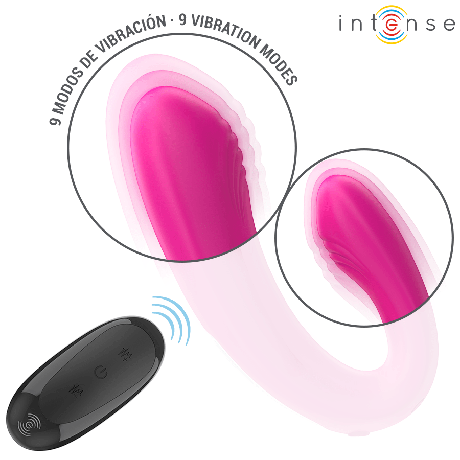INTENSE - JANET ESTIMULADOR Y VIBRADOR DUAL EN FORMA DE U CON CONTROL REMOTO ROSA - OMerotics
