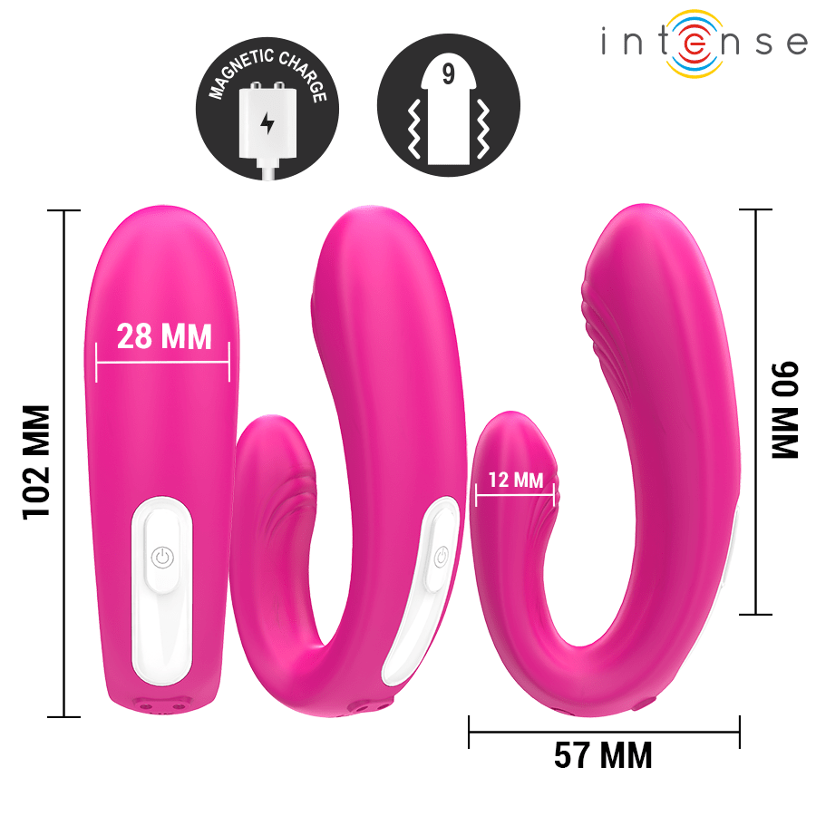 INTENSE - JANET ESTIMULADOR Y VIBRADOR DUAL EN FORMA DE U CON CONTROL REMOTO ROSA - OMerotics
