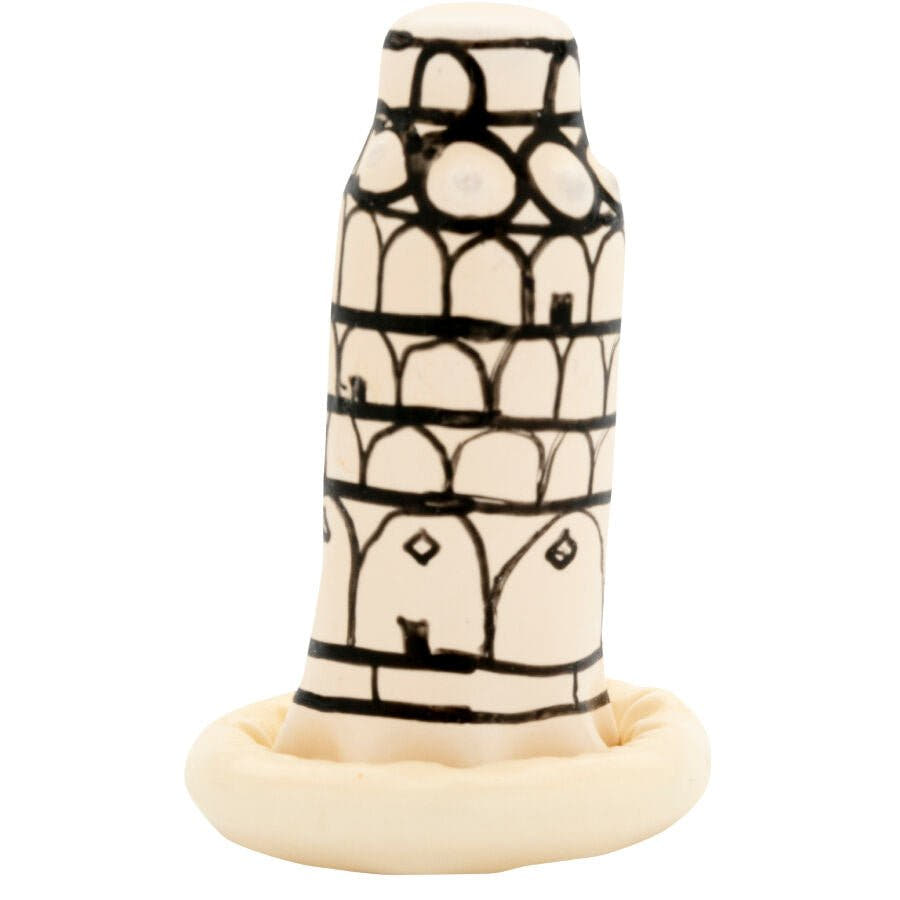 CONDOMERIE - PRESERVATIVO DECORATIVO PINTADO A MANO TORRE DE PISA - OMerotics