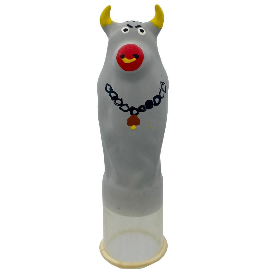CONDOMERIE - PRESERVATIVO DECORATIVO PINTADO A MANO TORO GRIS MODELO XL - OMerotics