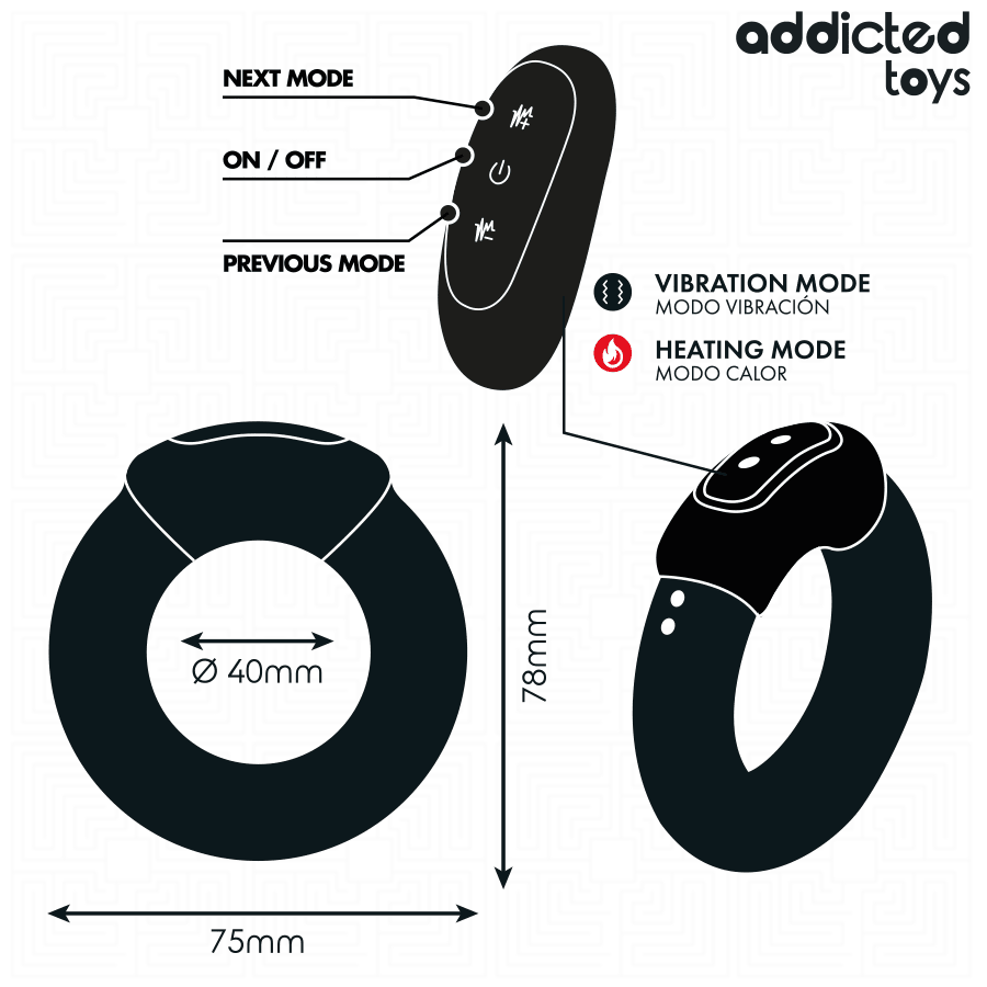 ADDICTED TOYS - ANILLO PENE VIBRADOR EFECTO CALOR CONTROL REMOTO - OMerotics