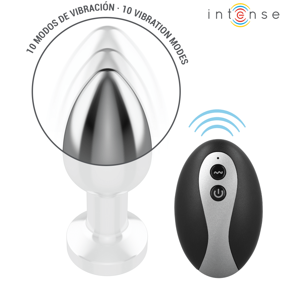 INTENSE - PLUG ANAL TALLA S DE METAL VIBRADOR CON LUCES LED MULTICOLOR Y CONTROL REMOTO - OMerotics