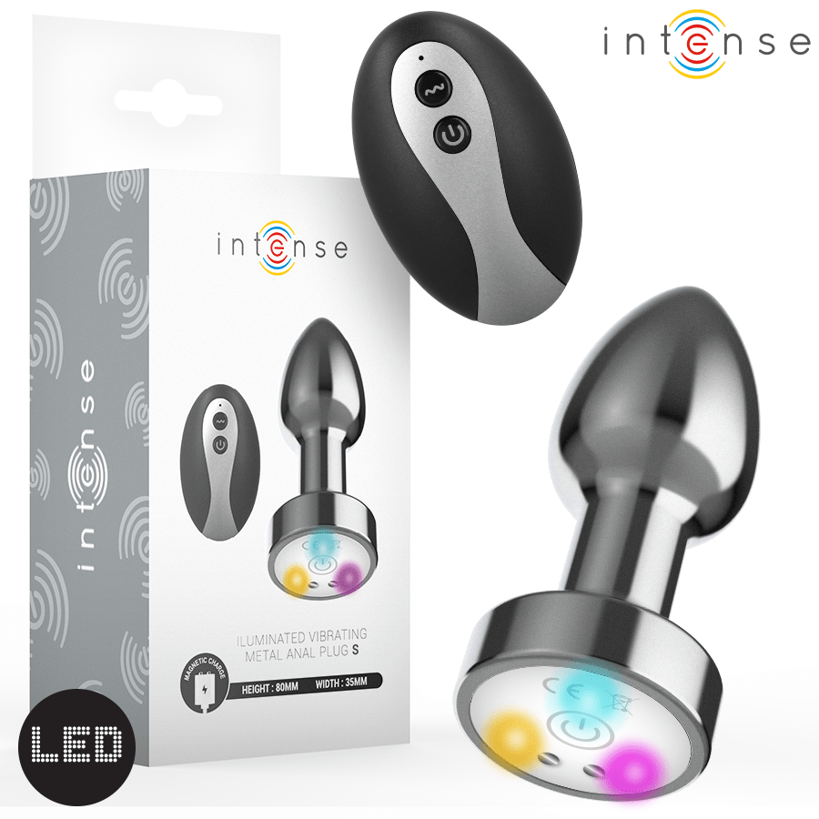 INTENSE - PLUG ANAL TALLA S DE METAL VIBRADOR CON LUCES LED MULTICOLOR Y CONTROL REMOTO - OMerotics