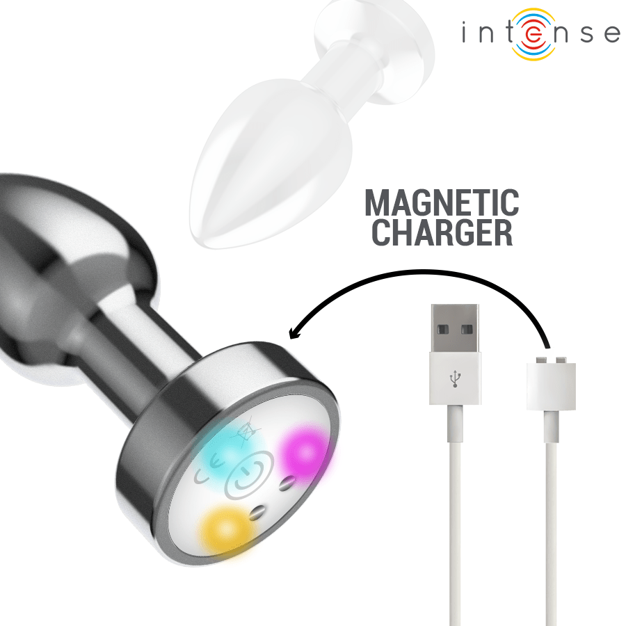 INTENSE - PLUG ANAL TALLA S DE METAL VIBRADOR CON LUCES LED MULTICOLOR Y CONTROL REMOTO - OMerotics