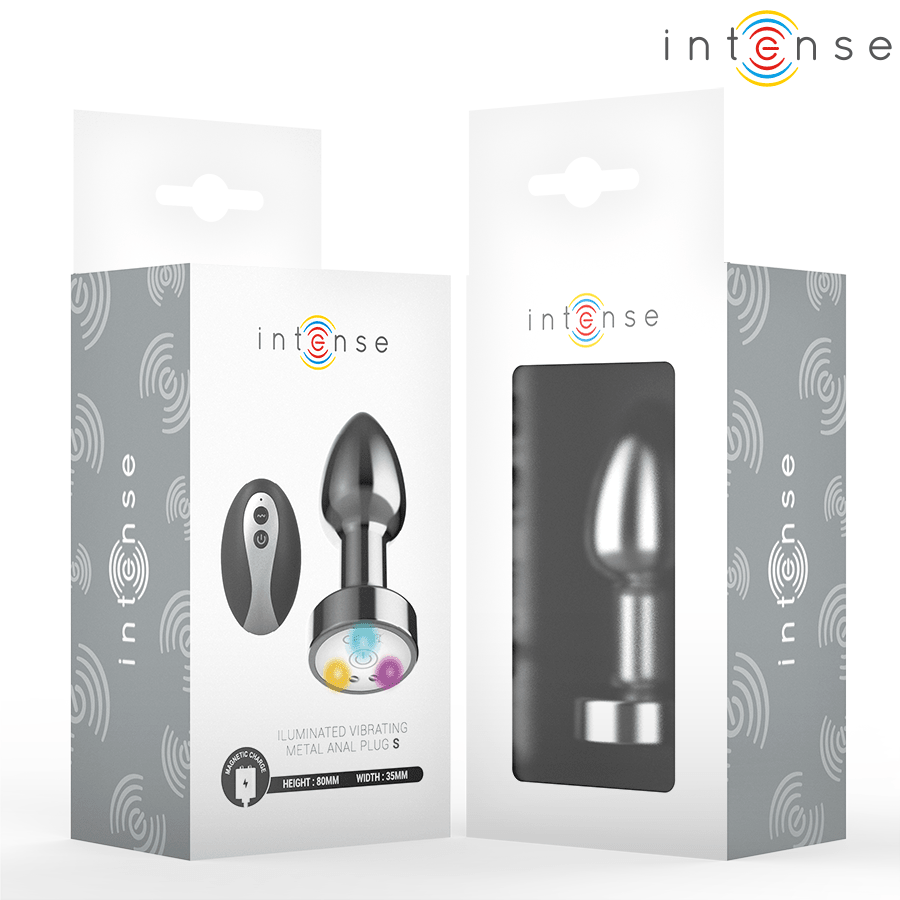 INTENSE - PLUG ANAL TALLA S DE METAL VIBRADOR CON LUCES LED MULTICOLOR Y CONTROL REMOTO - OMerotics