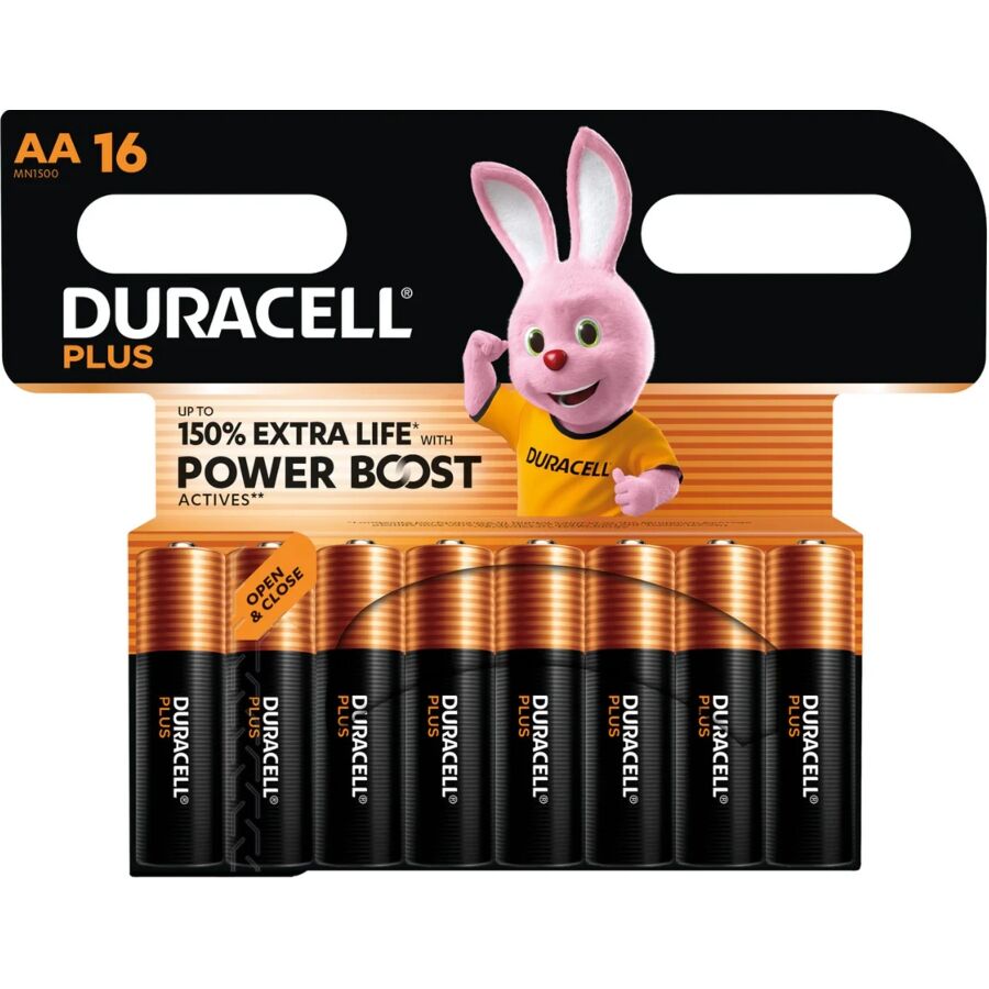 DURACELL - PLUS POWER BOOST PILA ALCALINA AA LR6 BLISTER x 16 - OMerotics