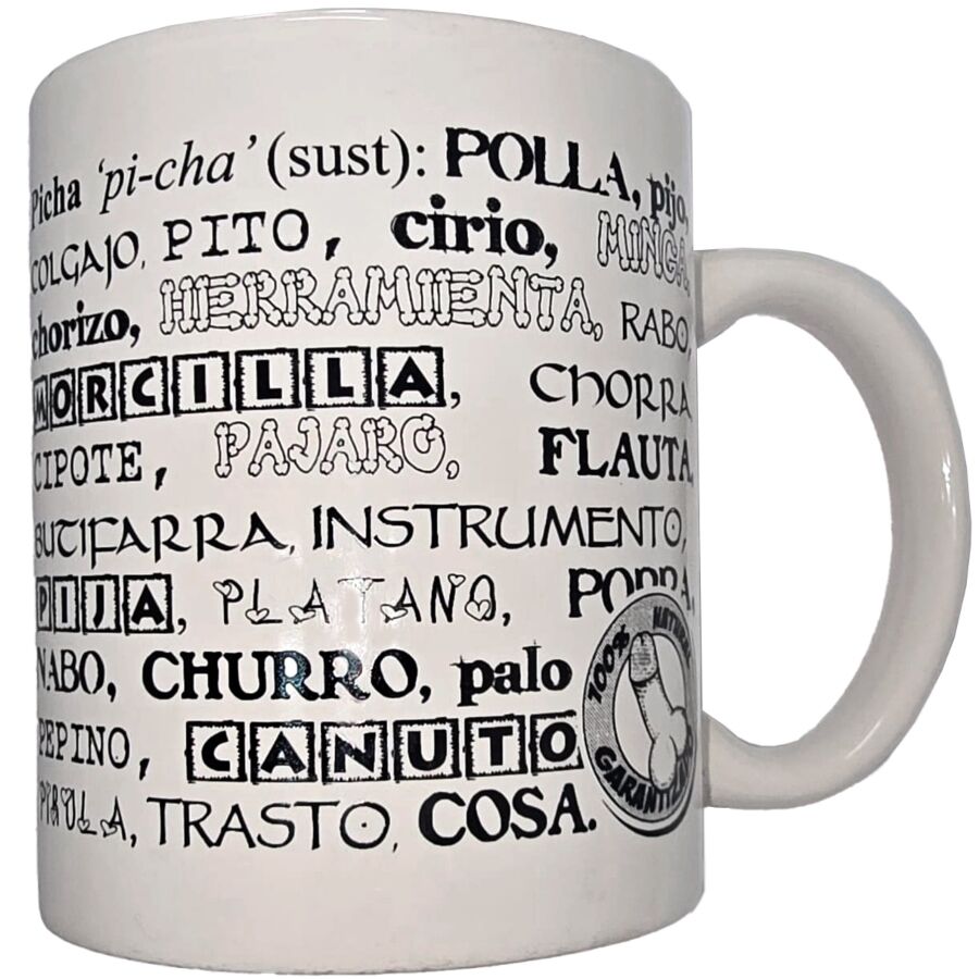 DIABLO PICANTE - TAZA BLANCA DE SINÓNIMOS PENE 370 ML - OMerotics