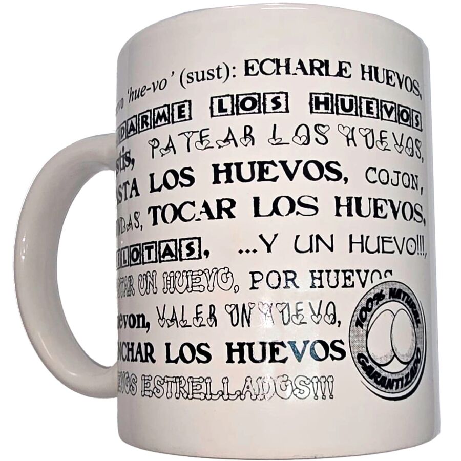 DIABLO PICANTE - TAZA BLANCA DE SINÓNIMOS HUEVOS 370 ML - OMerotics