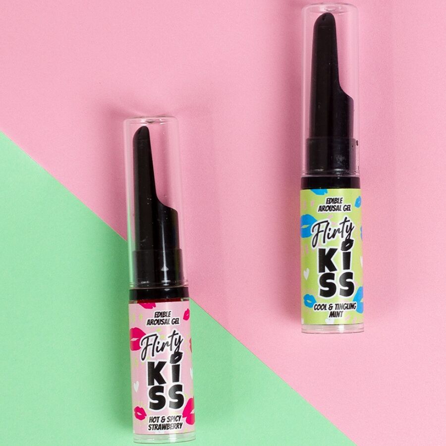 SECRETPLAY - FLIRTY KISS GELES CON EFECTOS SEXO ORAL FRESA & MENTA 2 x 8 GR - OMerotics