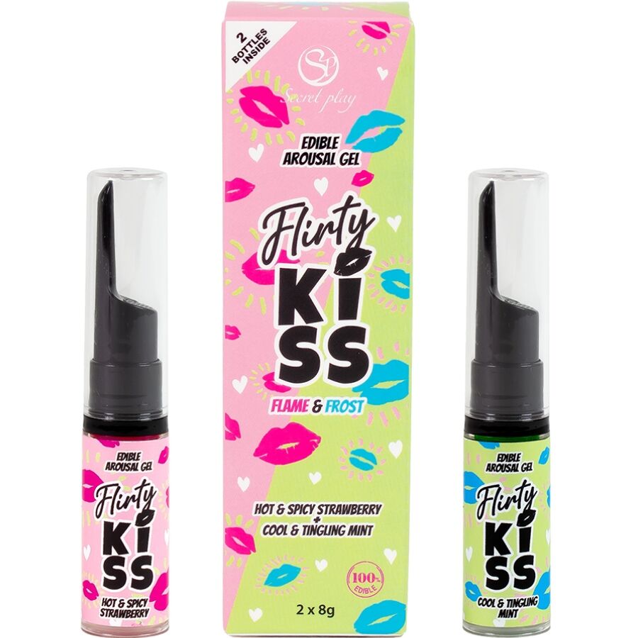 SECRETPLAY - FLIRTY KISS GELES CON EFECTOS SEXO ORAL FRESA & MENTA 2 x 8 GR - OMerotics