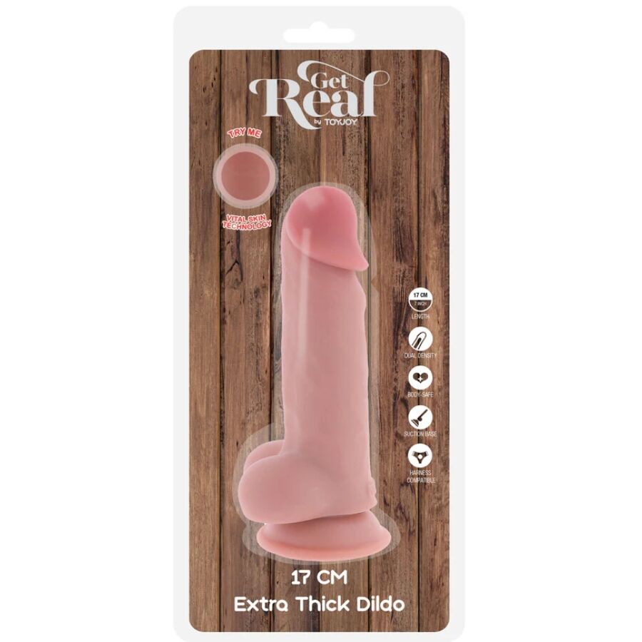 GET REAL - PENE REALÍSTICO DELUXE CON TESTÍCULOS EXTRA GRUESO 17 CM - OMerotics
