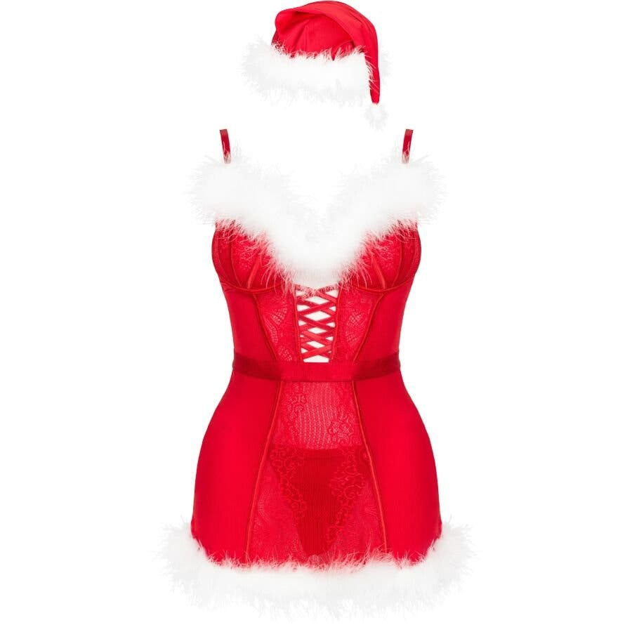 LIVCO CORSETTI FASHION - AGETHE LC 90607 CAMISA + TANGA + GORRO NAVIDEÑO L/XL - OMerotics