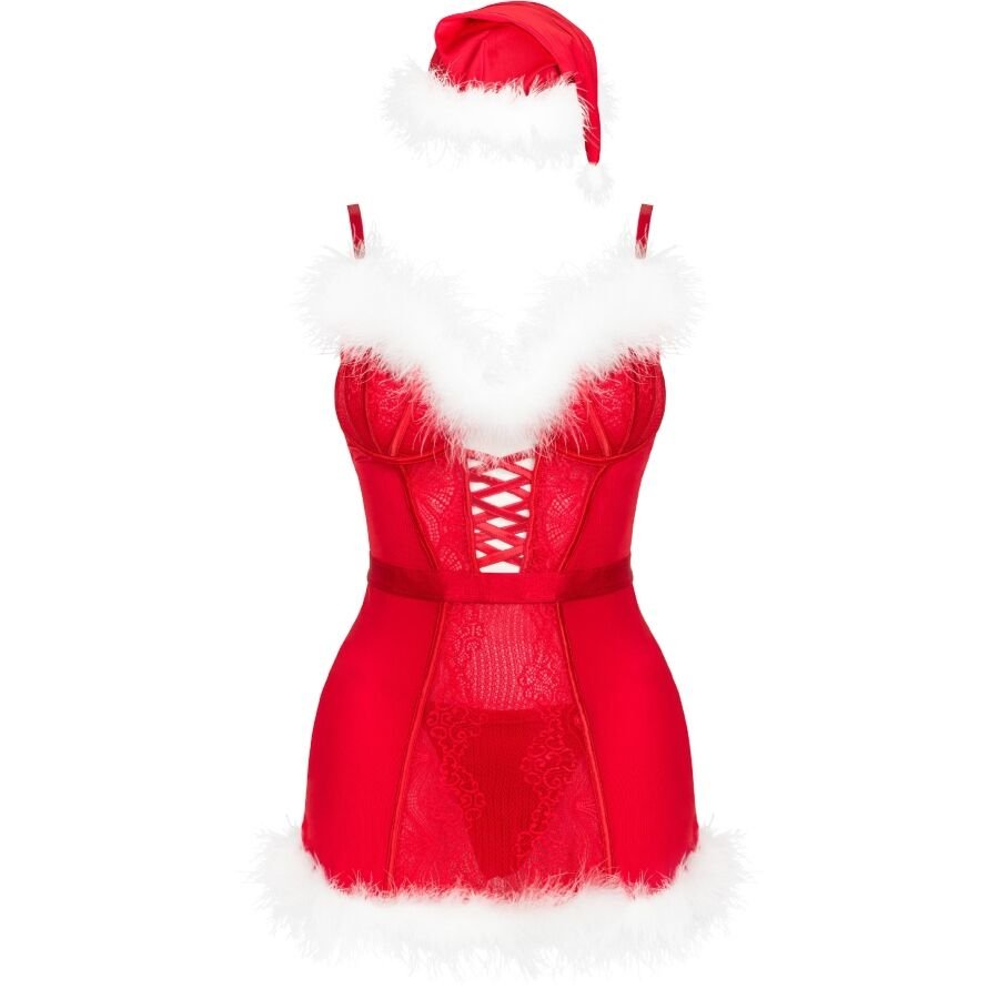 LIVCO CORSETTI FASHION - AGETHE LC 90607 CAMISA + TANGA + GORRO NAVIDEÑO L/XL - OMerotics