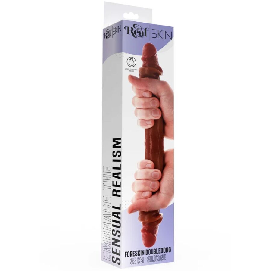 GET REAL - DILDO DOBLE DONG DE SILICONA CARAMELO 35 CM - OMerotics