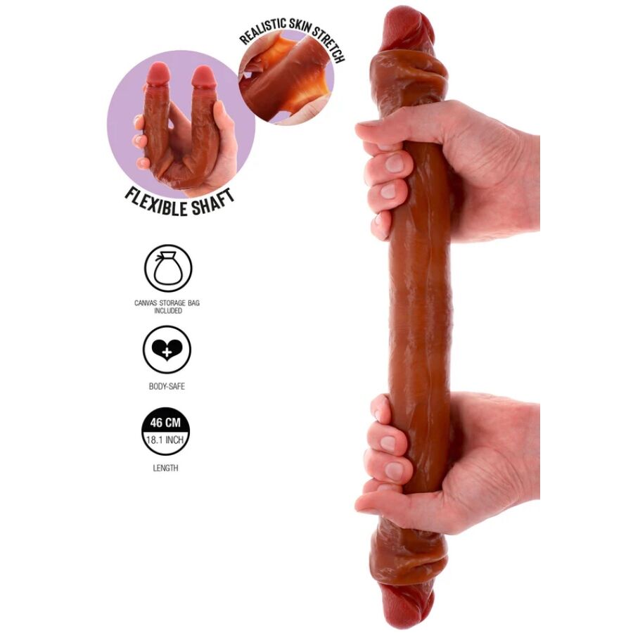 GET REAL - DILDO DOBLE DONG DE SILICONA CARAMELO 46 CM - OMerotics