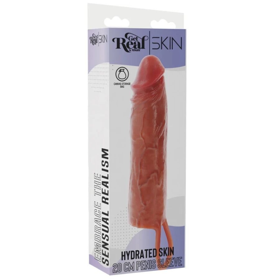 GET REAL - FUNDA HYDRATED SKIN DE SILICONA PARA PENE CARAMELO 20 CM - OMerotics