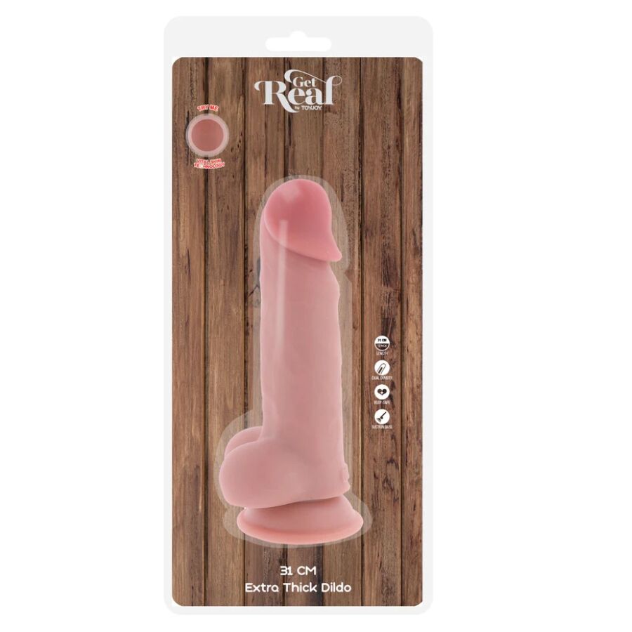 GET REAL - PENE REALÍSTICO DELUXE CON TESTÍCULOS EXTRA GRUESO 31 CM - OMerotics