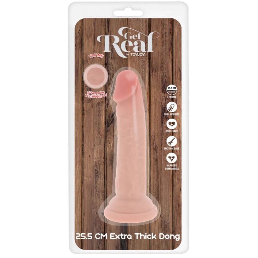GET REAL - DILDO DELUXE DONG GRUESO DE DOBLE DENSIDAD TPE 25.5 CM - OMerotics