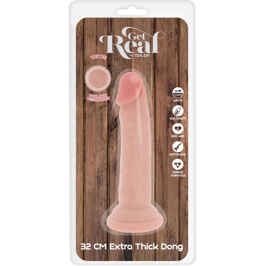 GET REAL - DILDO DELUXE DONG GRUESO DE DOBLE DENSIDAD TPE 32 CM - OMerotics