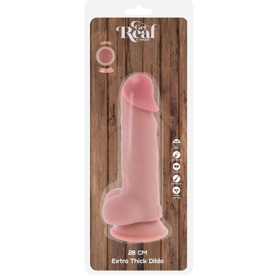 GET REAL - PENE REALÍSTICO DELUXE CON TESTÍCULOS EXTRA GRUESO 28 CM - OMerotics