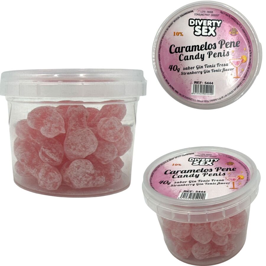 DIABLO PICANTE - 20 CARAMELOS CON FORMA DE PENE CON SABOR GIN TONIC - OMerotics