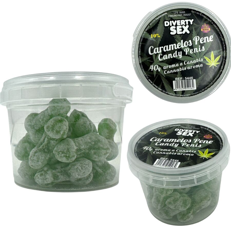 DIABLO PICANTE - 20 CARAMELOS CON FORMA DE PENE CON AROMA CANNABIS - OMerotics