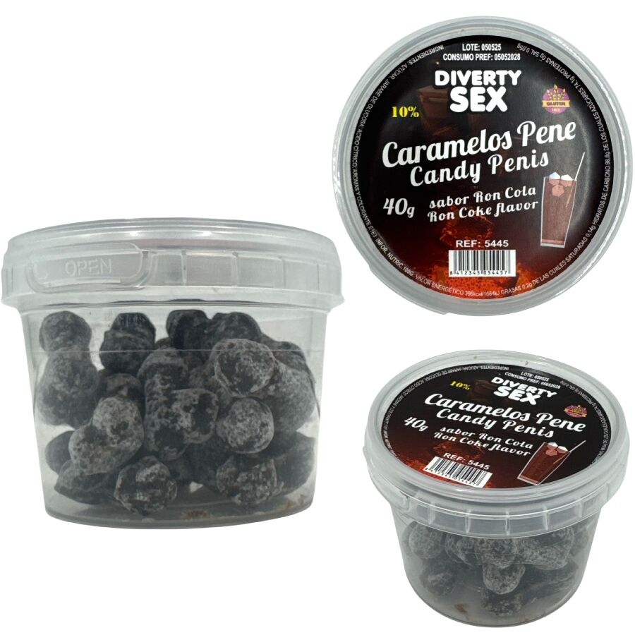 DIABLO PICANTE - 20 CARAMELOS CON FORMA DE PENE CON SABOR RON COLA - OMerotics