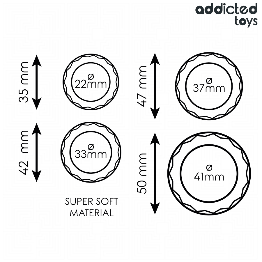 ADDICTED TOYS - SET ANILLOS PENE TEXTURIZADOS 4 TAMAÑOS - OMerotics