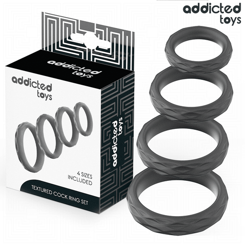ADDICTED TOYS - SET ANILLOS PENE TEXTURIZADOS 4 TAMAÑOS - OMerotics