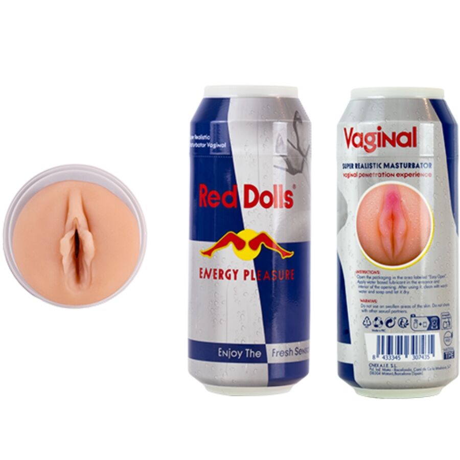 ALIVE - RED DOLL MASTURBADOR MASCULINO VAGINA LATA BEBIDA ENERGÉTICA - OMerotics