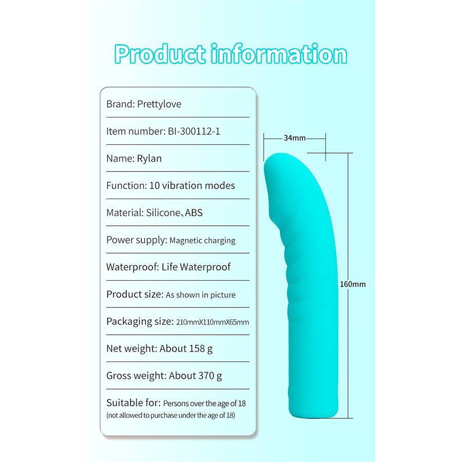 PRETTY LOVE - RYLAN VIBRADOR PUNTO G AZUL - OMerotics