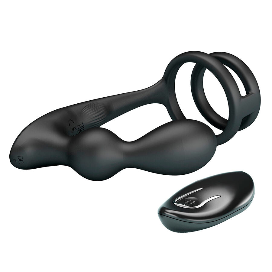 MR PLAY - ANILLO PARA PENE CON PLUG ANAL CON VIBRACIÓN CONTROL REMOTO - OMerotics